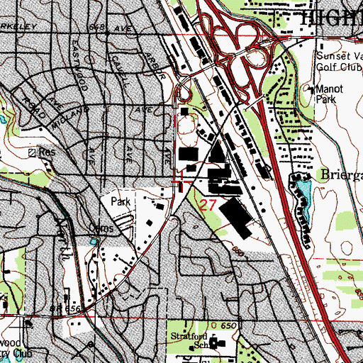 Topographic Map of Highland Park Police Department, IL