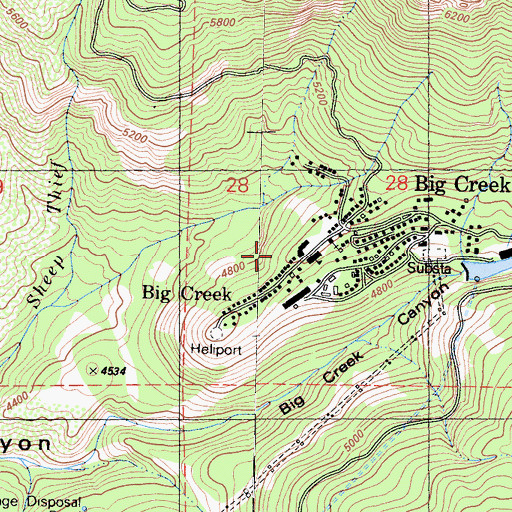Topographic Map of Big Creek Administration Station, CA