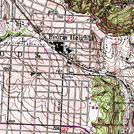 Topographic Map of Peoria Heights Police Department, IL