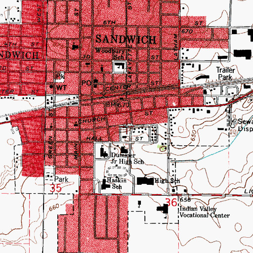 Topographic Map of Sandwich Police Department, IL
