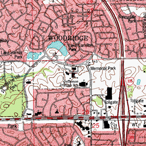 Topographic Map of Woodridge Police Department, IL