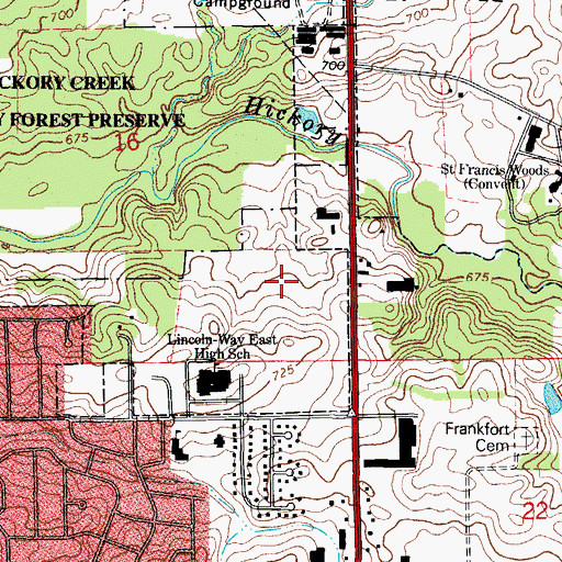 Topographic Map of Frankfort Police Department, IL