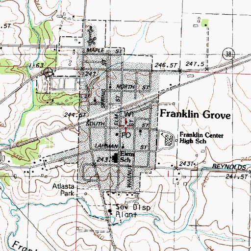 Topographic Map of Franklin Grove Police Department, IL