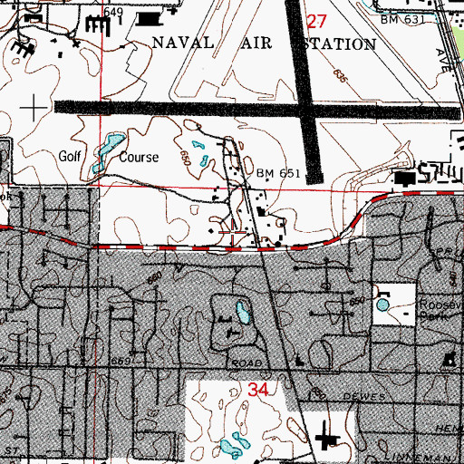 Topographic Map of Glenview Police Department, IL