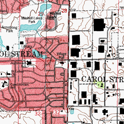 Topographic Map of Carol Stream Police Department, IL