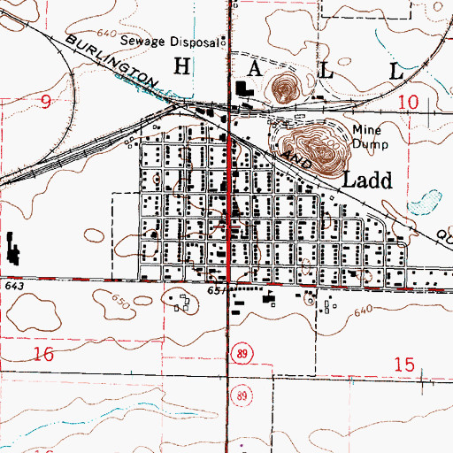 Topographic Map of Ladd Police Dept, IL