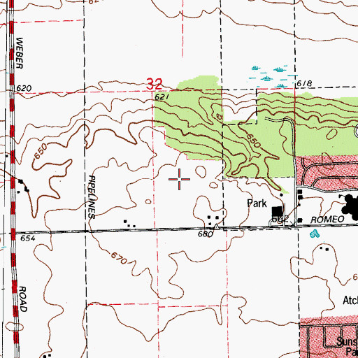 Topographic Map of Romeoville Police Department, IL