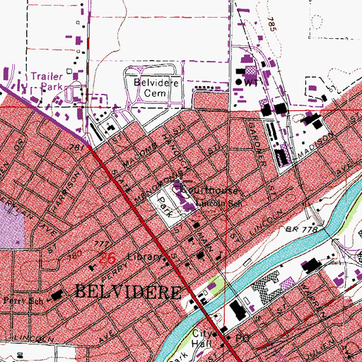 Topographic Map of Boone County Sheriff's Office, IL