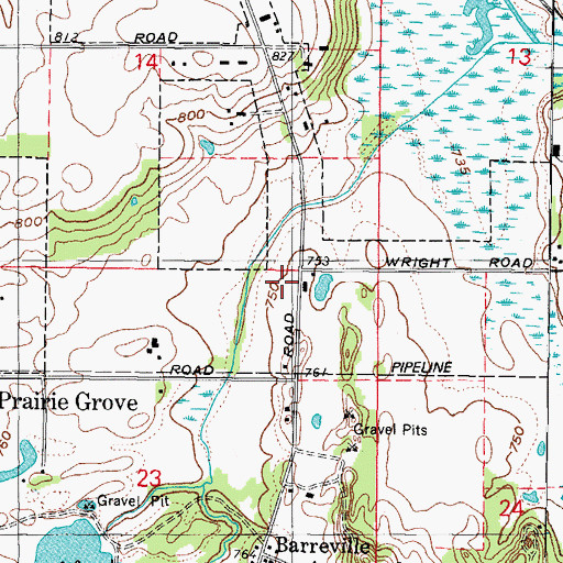 Topographic Map of Prairie Grove Police Department, IL