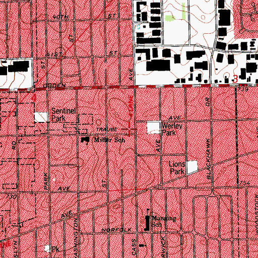 Topographic Map of Westmont Police Department, IL