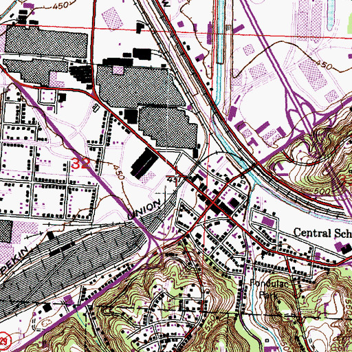 Topographic Map of East Peoria Police Department, IL