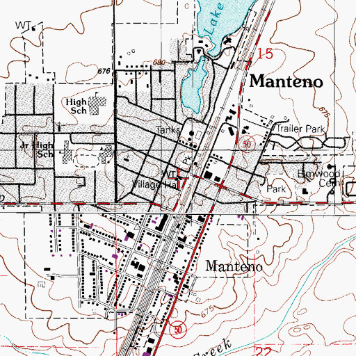 Topographic Map of Manteno Village Police Department, IL