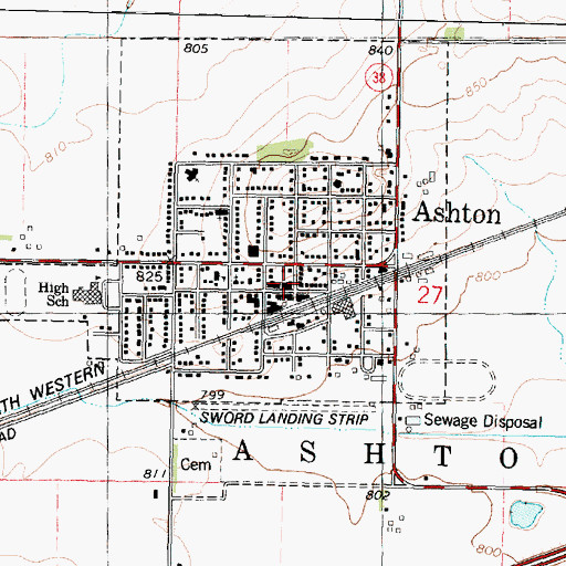 Topographic Map of Ashton Police Department, IL