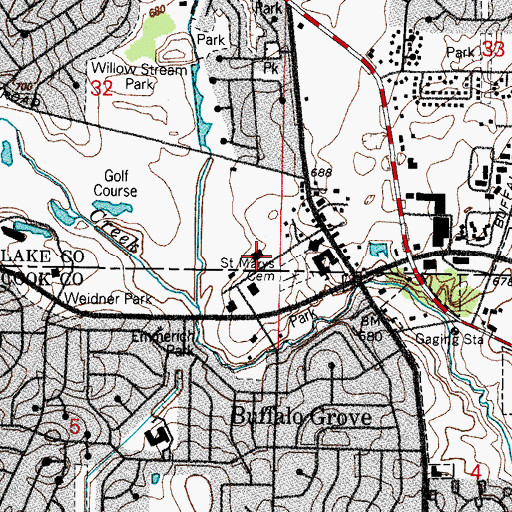 Topographic Map of Buffalo Grove Police Department, IL