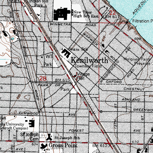 Topographic Map of Kenilworth Police Department, IL