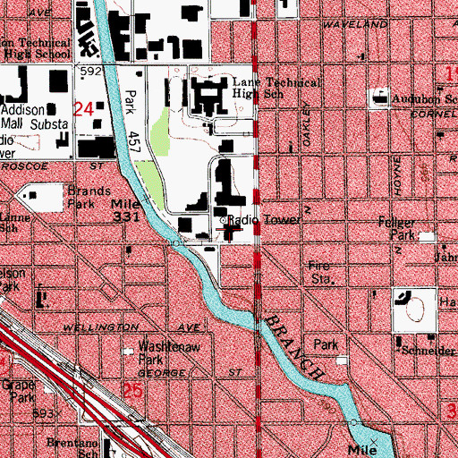 Topographic Map of Chicago Police Department and Police Court, IL