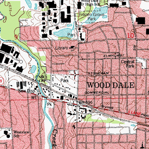 Topographic Map of Wood Dale Police Department, IL