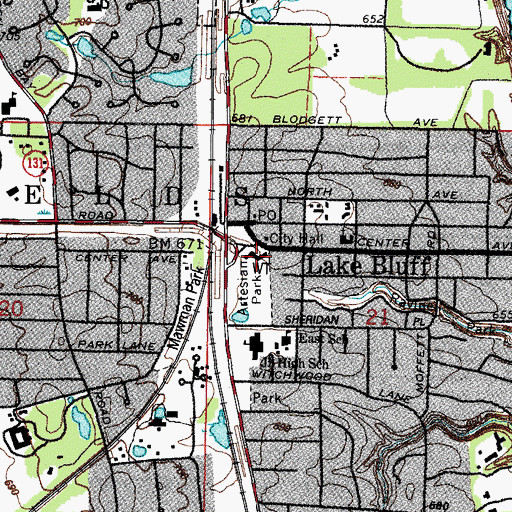 Topographic Map of Lake Bluff Police Department, IL