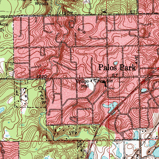 Topographic Map of Palos Park Police Department, IL