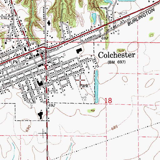 Topographic Map of Colchester Police Department, IL