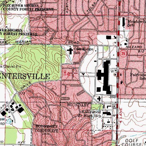 Topographic Map of Carpentersville Village Police, IL