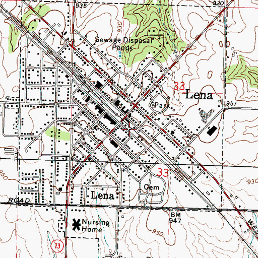 Topographic Map of Lena Police Department, IL