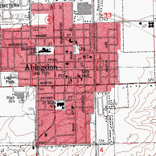 Topographic Map of Abingdon Police Department, IL