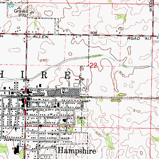 Topographic Map of Hampshire Police Department, IL