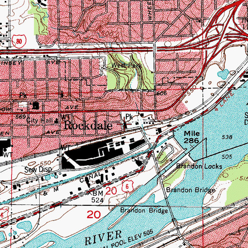 Topographic Map of Rockdale Police Department, IL