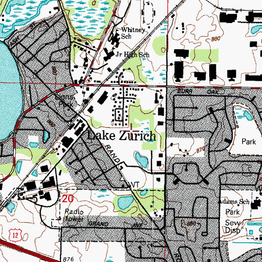 Topographic Map of Lake Zurich Police Department, IL