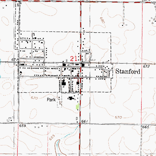 Topographic Map of Stanford Police Department, IL