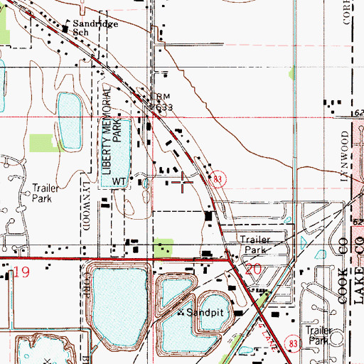 Topographic Map of Lynwood Police Department, IL