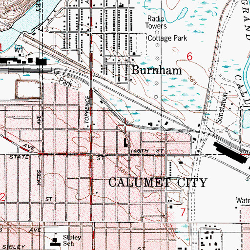 Topographic Map of Burnham Police Department, IL