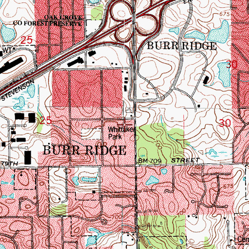 Topographic Map of Burr Ridge Police Dept, IL