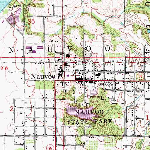 Topographic Map of Nauvoo Police Department, IL