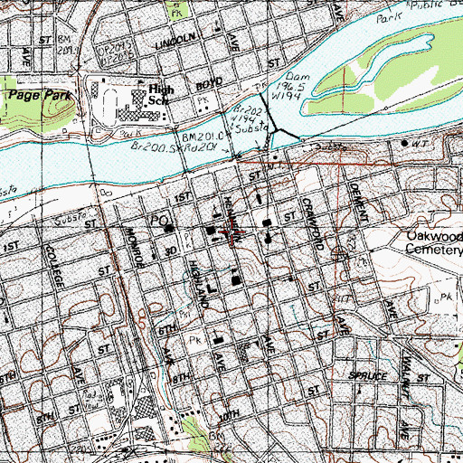 Topographic Map of Dixon Police Department, IL