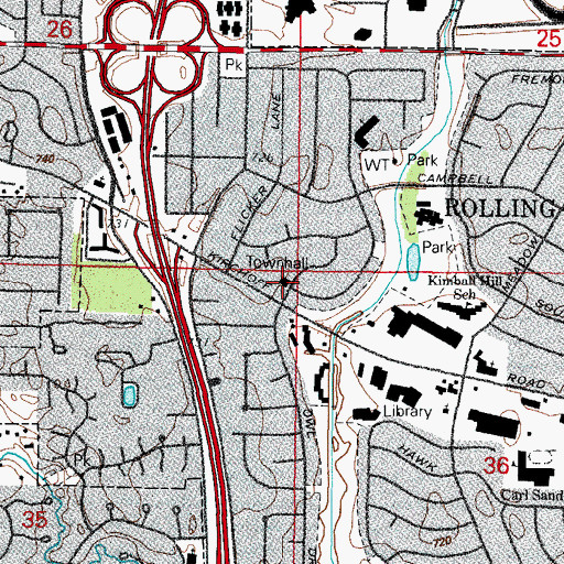 Topographic Map of Rolling Meadows Police Department, IL