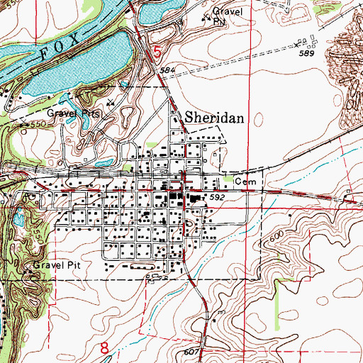 Topographic Map of Sheridan Police Department, IL