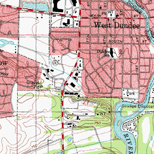 Topographic Map of West Dundee Police Dept, IL