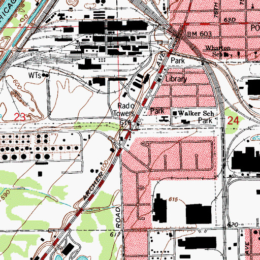 Topographic Map of Bedford Park Police Department, IL