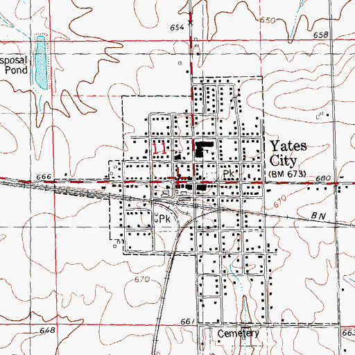 Topographic Map of Yates City Police Department, IL