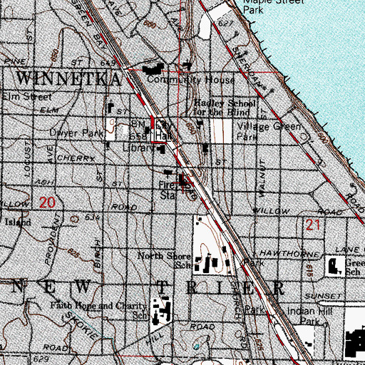 Topographic Map of Winnetka Police Department, IL