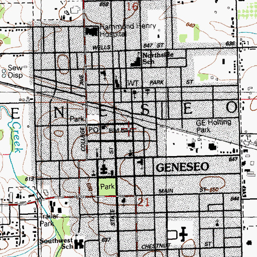 Topographic Map of Geneseo Police Department, IL