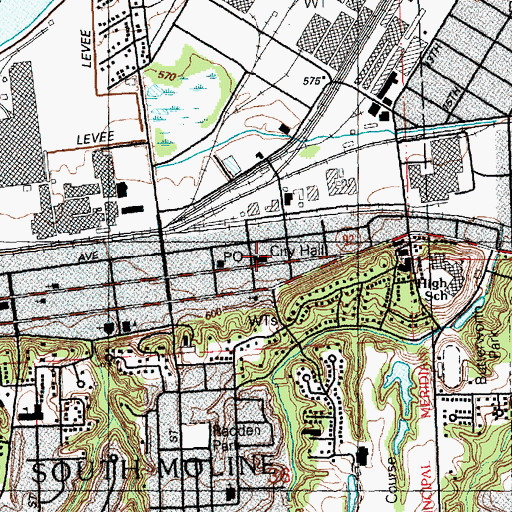 Topographic Map of East Moline Police Department, IL