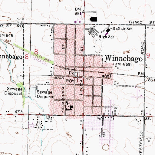 Topographic Map of Winnebago Police Department, IL