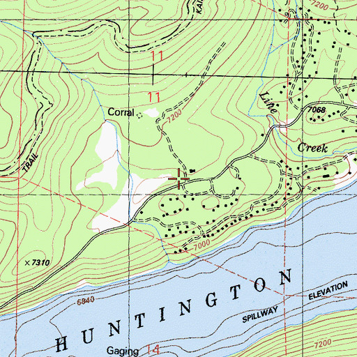 Topographic Map of Huntington Lake Lumber Company, CA