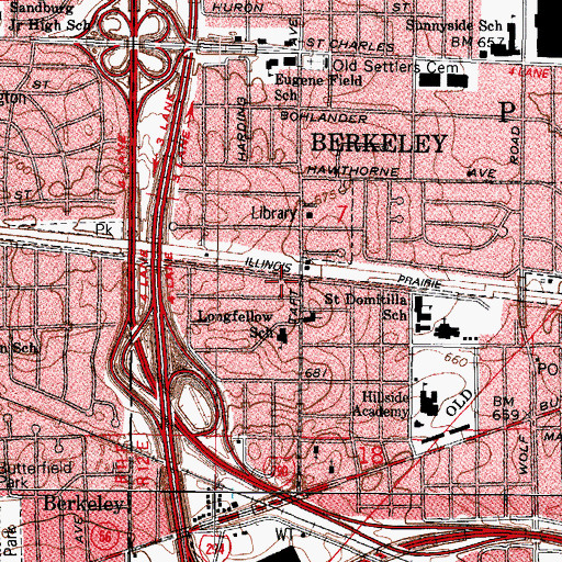 Topographic Map of Berkeley Police Department, IL