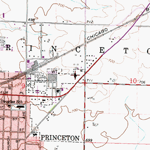Topographic Map of Princeton Police Department, IL
