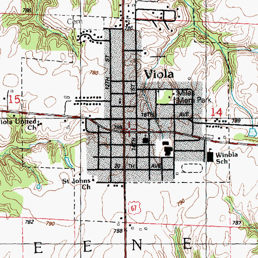 Topographic Map of Viola Police Department, IL