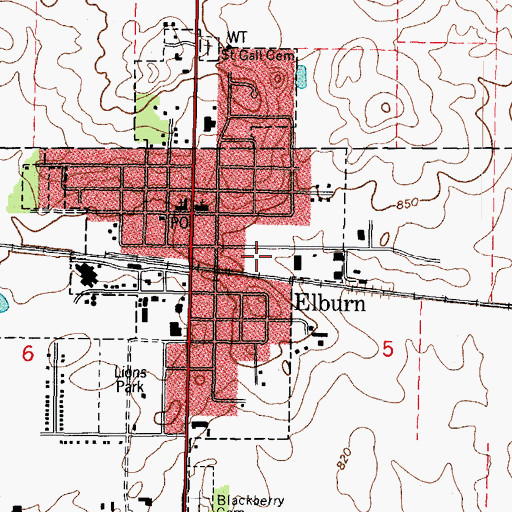 Topographic Map of Elburn Police Department, IL